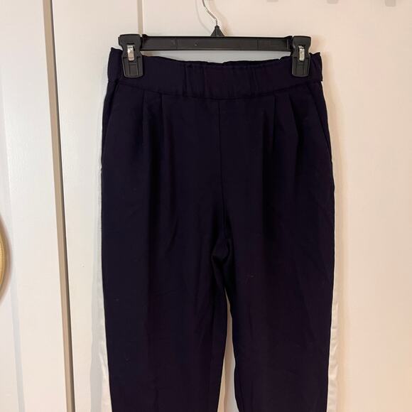 Zara Basic Navy Blue Pleated Jogging Pants with Tuxedo Stripe Size XS - Picture 3 of 10
